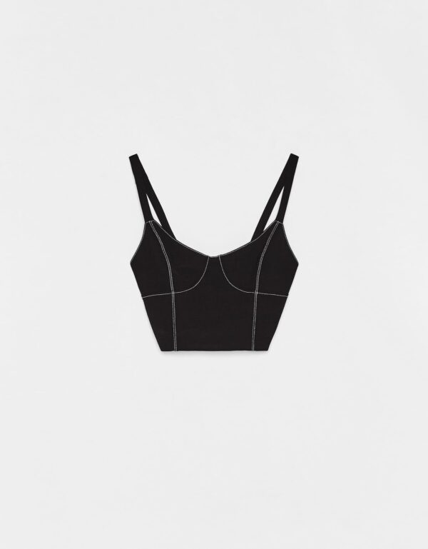 Corset-Style Top With Contrast Seams – Image 2