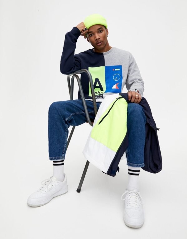 Two-tone Sweatshirt With Neon Detail – Image 2