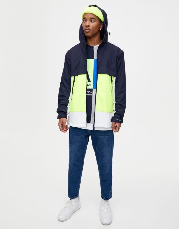 Colour Block Raincoat with Hood – Image 3